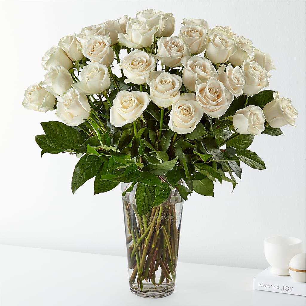 Long Stem White Rose Bouquet – SHARON'S FLOWERS, Lafayette IN