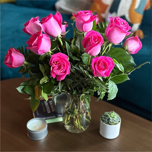 Long Stem Pink Rose Bouquet – SHARON'S FLOWERS, Lafayette IN