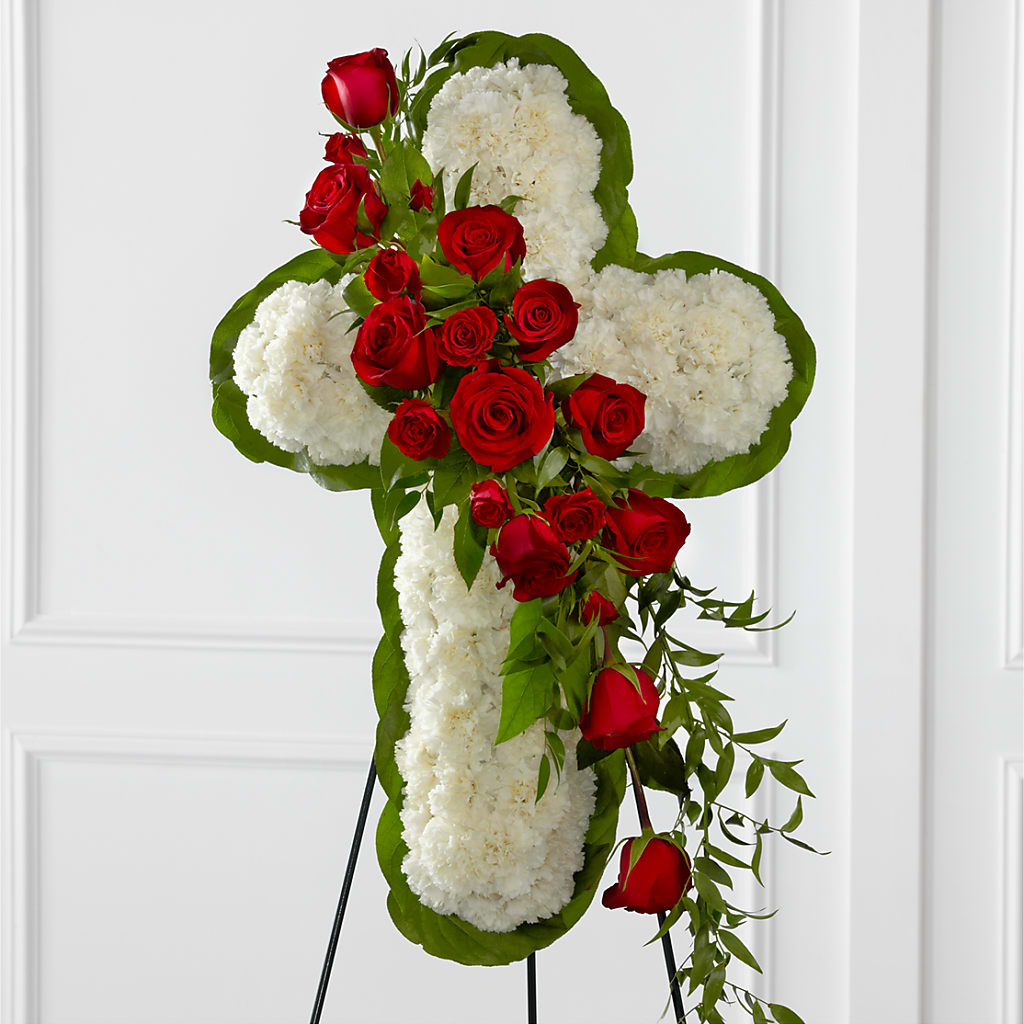 Floral Cross Easel – SHARON'S FLOWERS, Lafayette IN