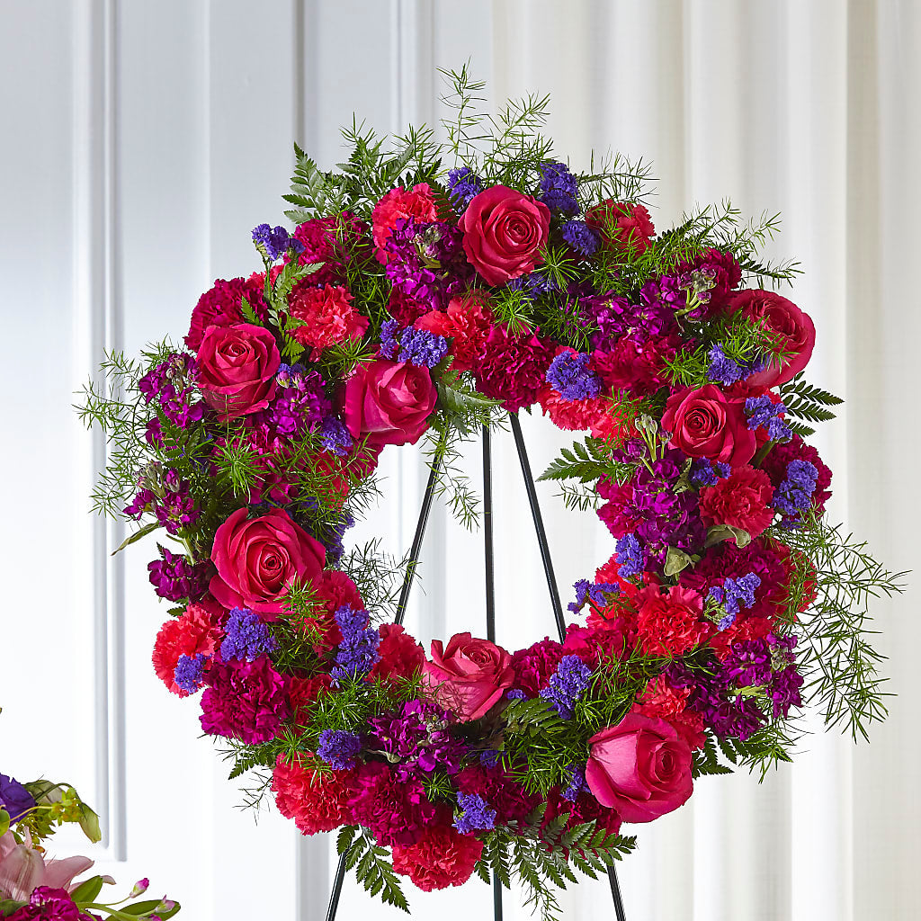 Calming Colors Wreath – SHARON'S FLOWERS, Lafayette IN