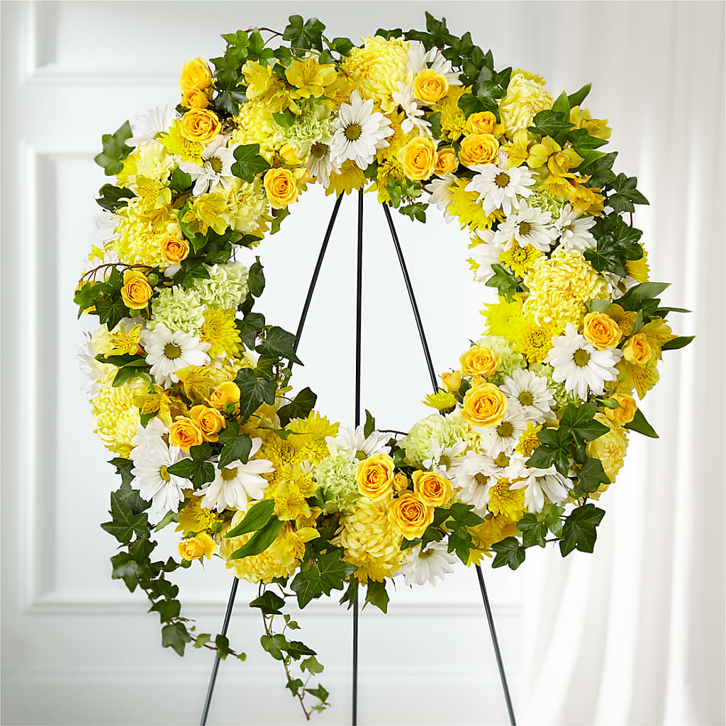 Golden Remembrance Wreath – SHARON'S FLOWERS, Lafayette IN