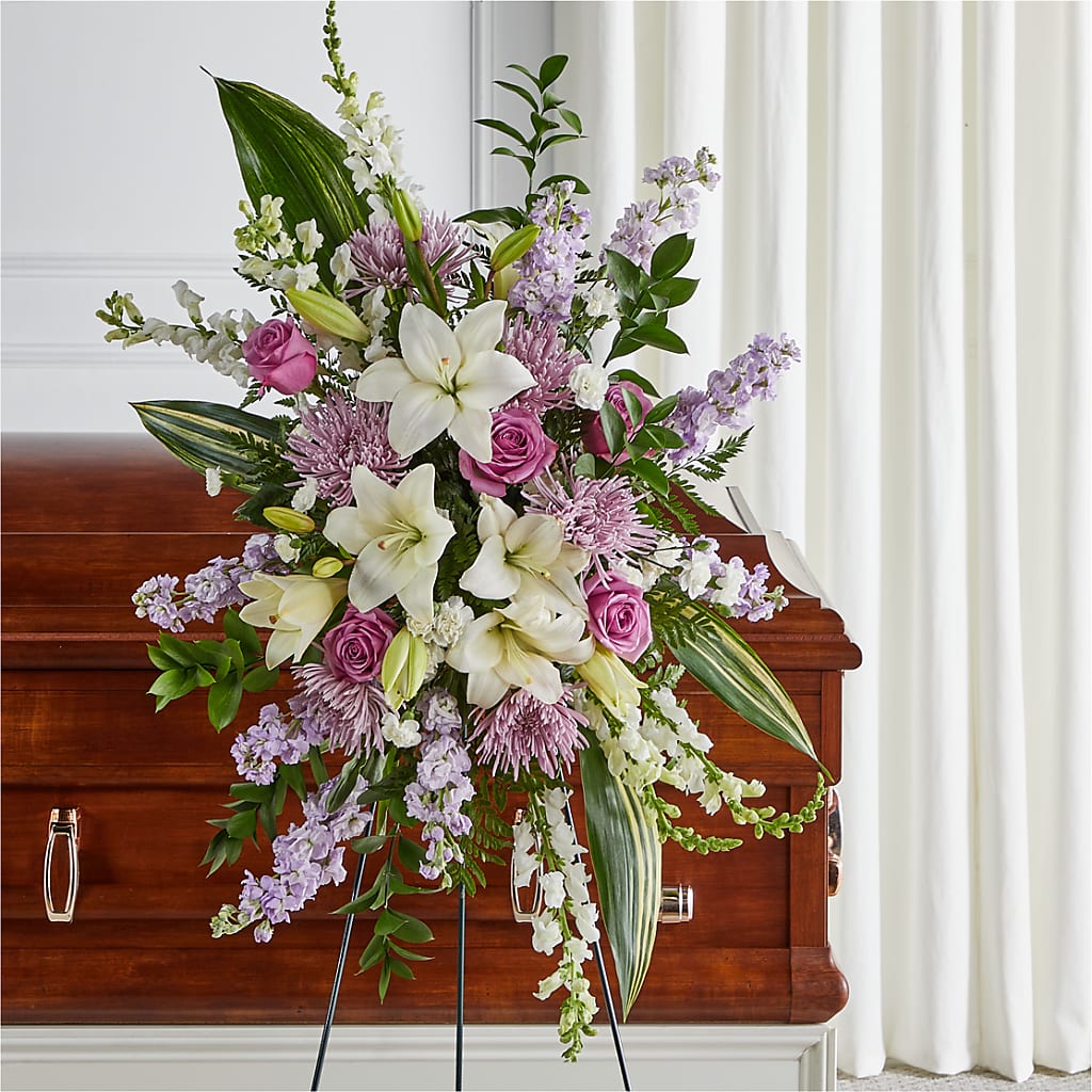 Grateful Hearts Standing Spray – SHARON'S FLOWERS, Lafayette IN