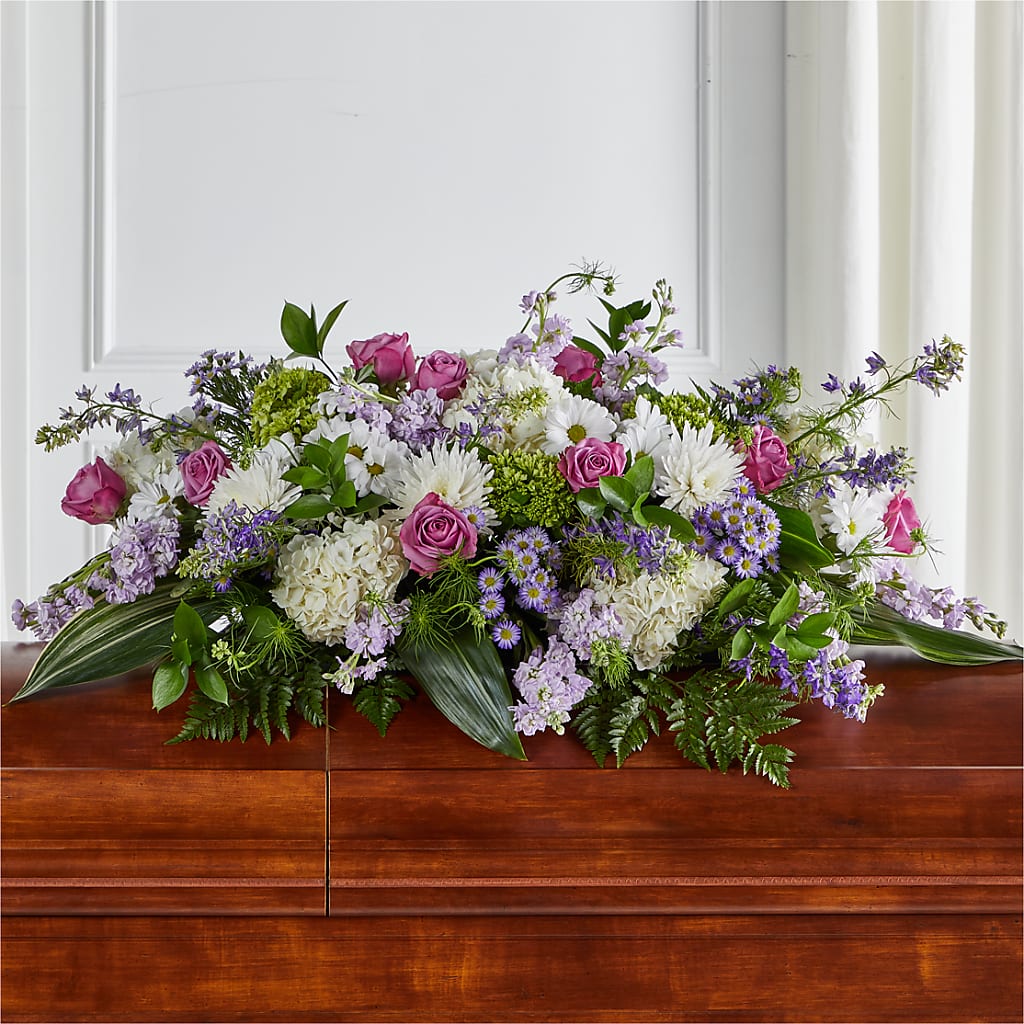 Meadows of Serenity Casket Spray – SHARON'S FLOWERS, Lafayette IN