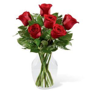 Valentine's Day 6 RED ROSES Bouquet