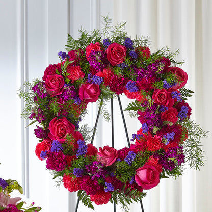 Calming Colors Wreath – SHARON'S FLOWERS, Lafayette IN