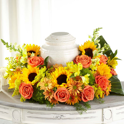 Faithful Sunflower Cremation Adornment – SHARON'S FLOWERS, Lafayette IN